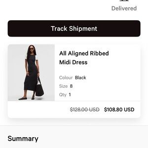 Lululemon Black Ribbed Midi Dress